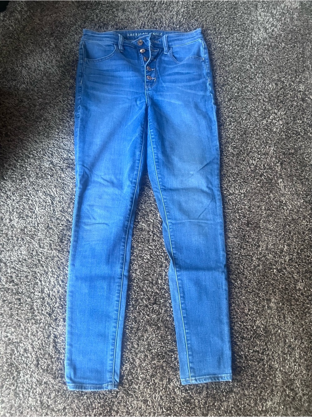 American Eagle Light Blue Button Fly Skinny Jeans